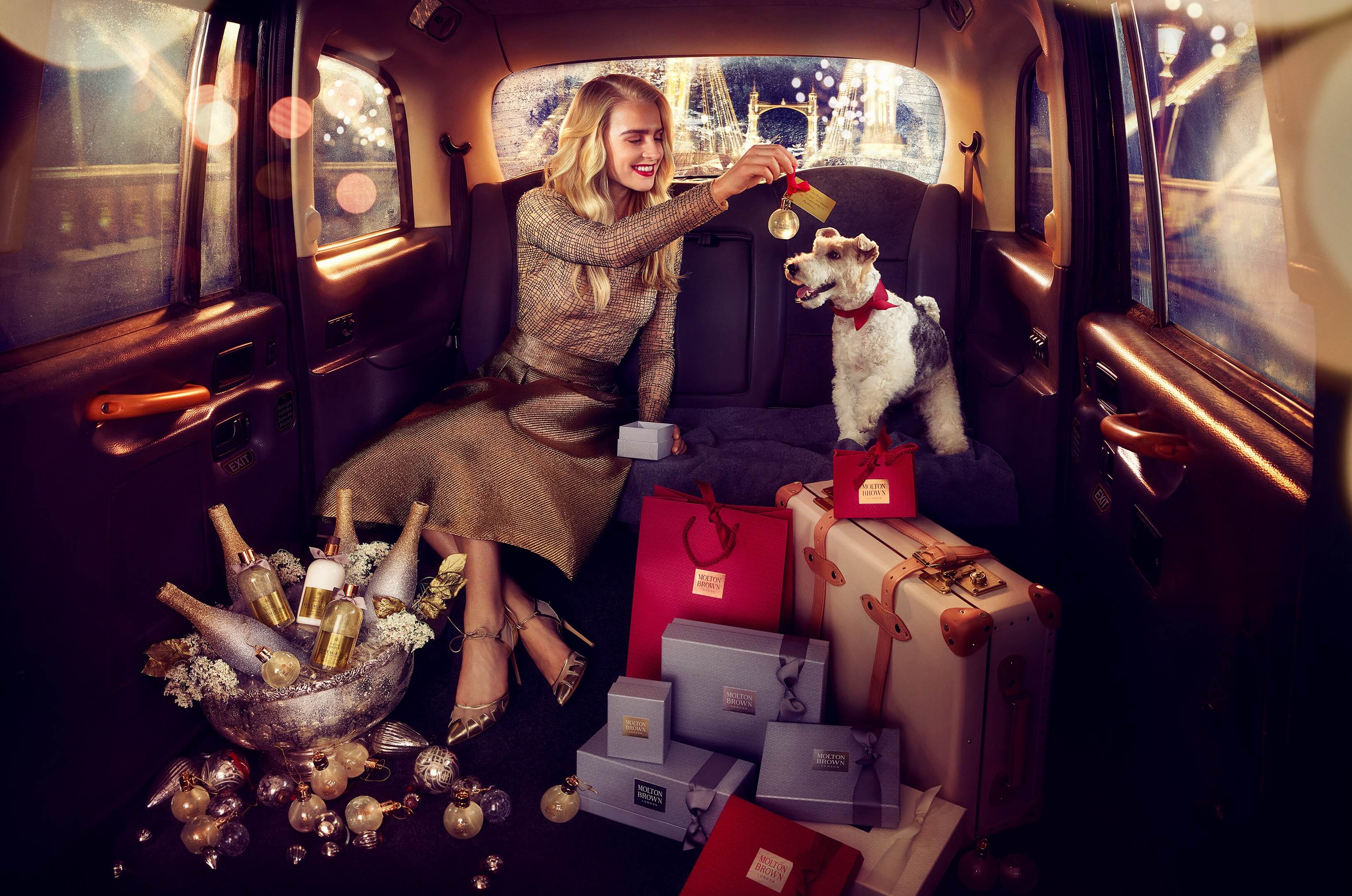 Taxi Suitcase Champagne Molton Brown Happy Finish Retouch Chris Roome